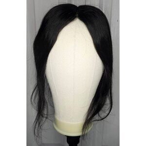 12 in Remy Human Hair Clip Topper Thinning Hair Wiglet Natural Black 150 Density